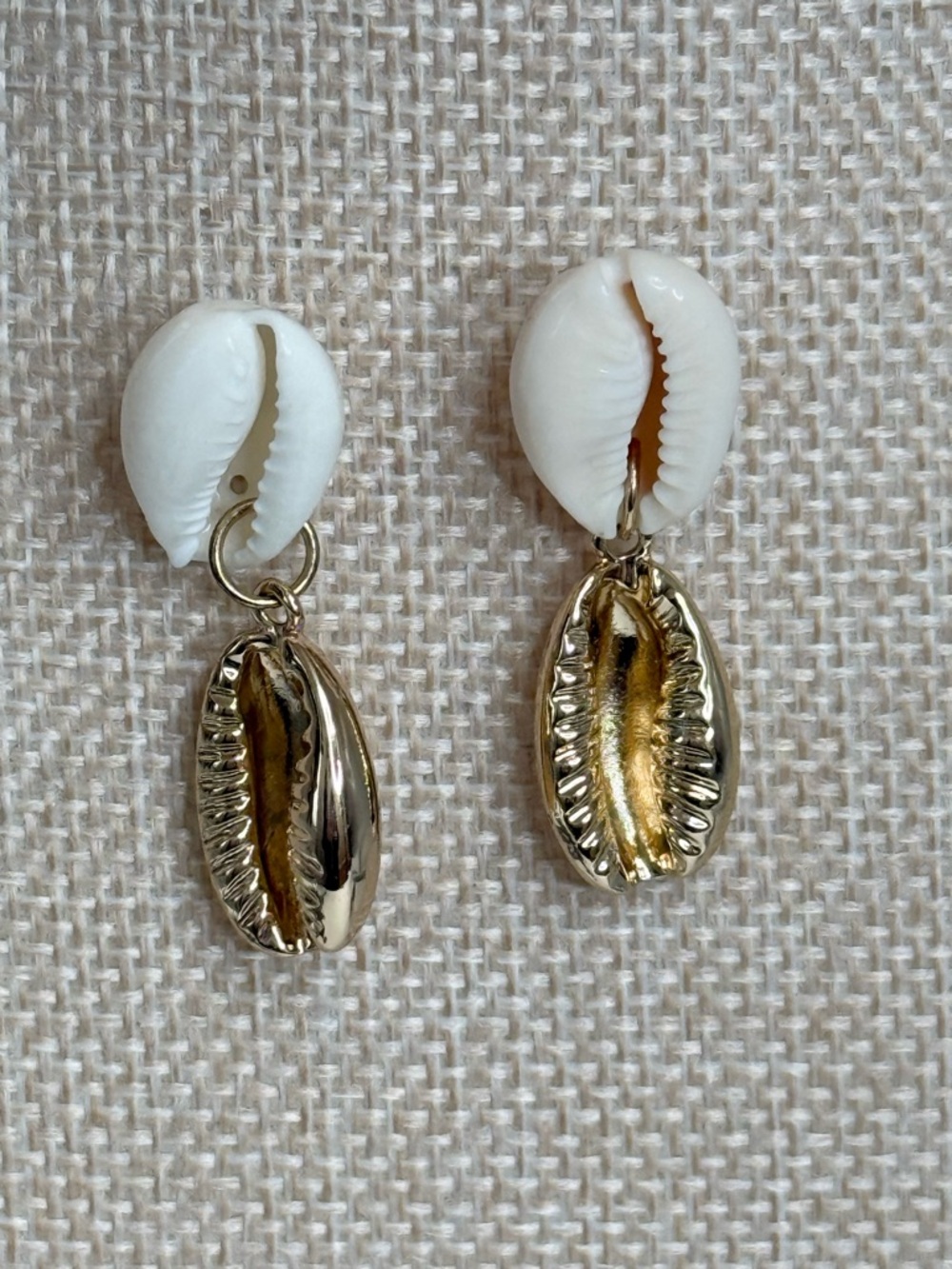 Cowry shell and gold tone Earrings boho festival beach Coachella